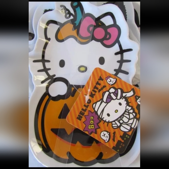 Sanrio 2024 Hello Kitty Halloween Small Plates SET of 4 Melamine Pumpkin Mummy - Picture 2 of 2
